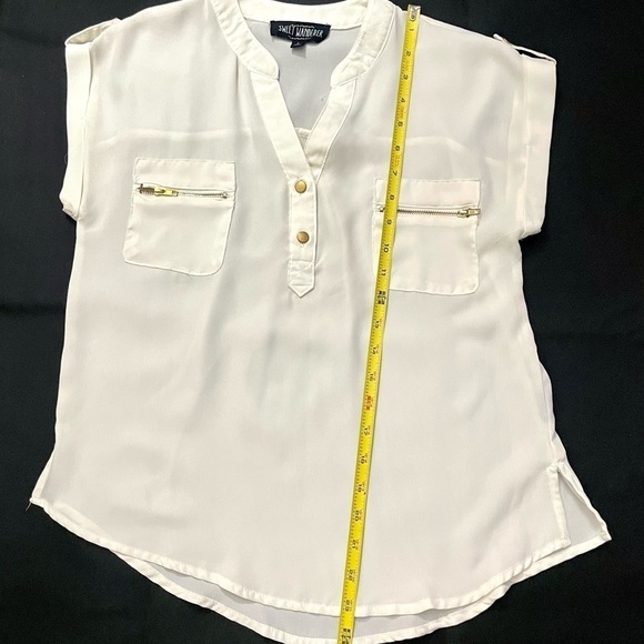SWEET WANDERER Women’s Semi Sheer Off White Blouse Gold Zippers Size Small - Picture 5 of 7